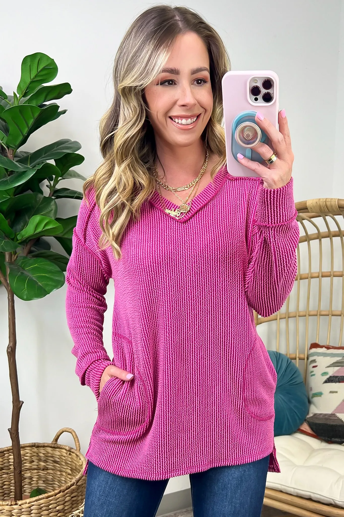 Olenah Rib Knit Long Sleeve Top - FINAL SALE