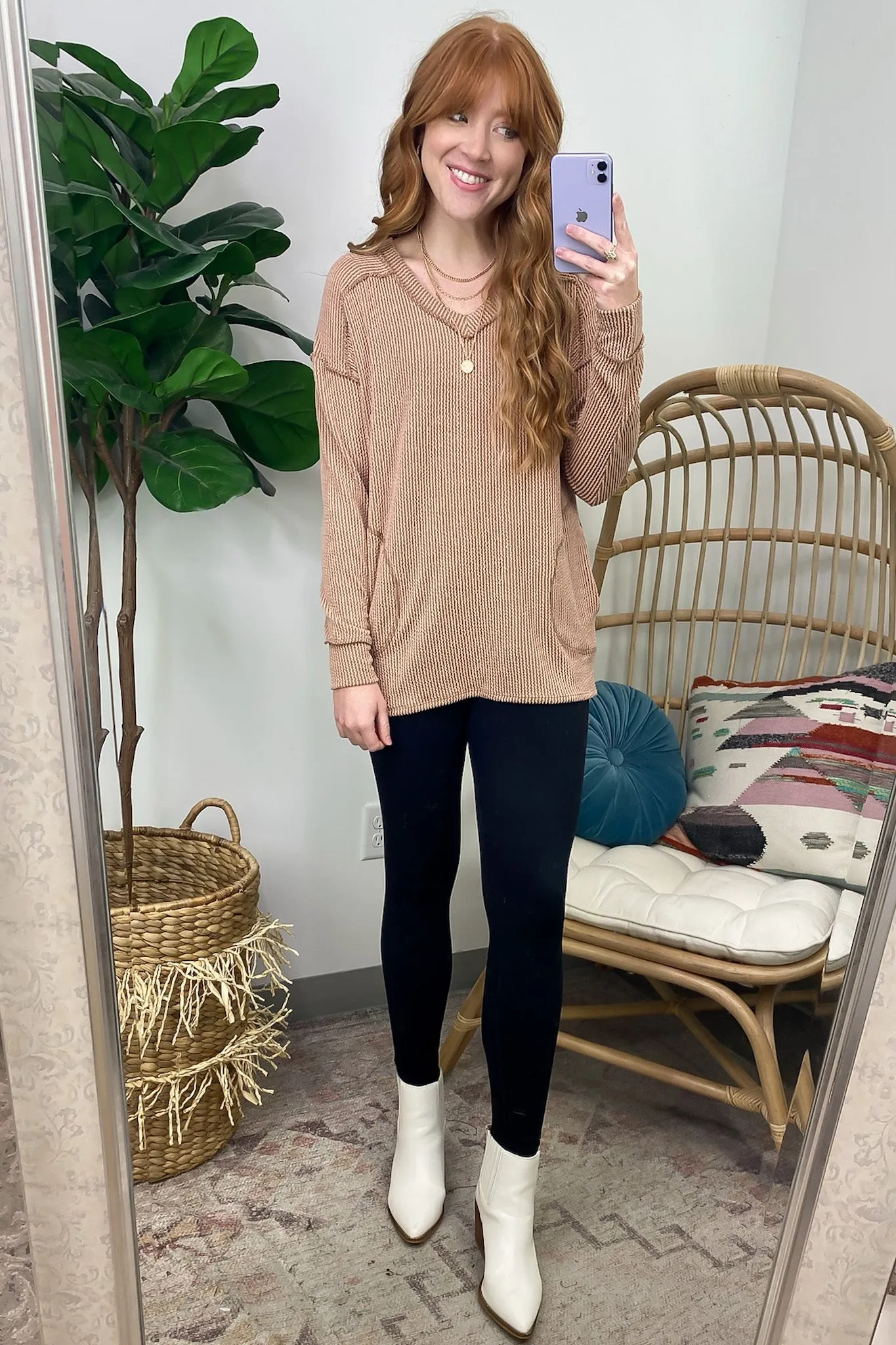 Olenah Rib Knit Long Sleeve Top - FINAL SALE