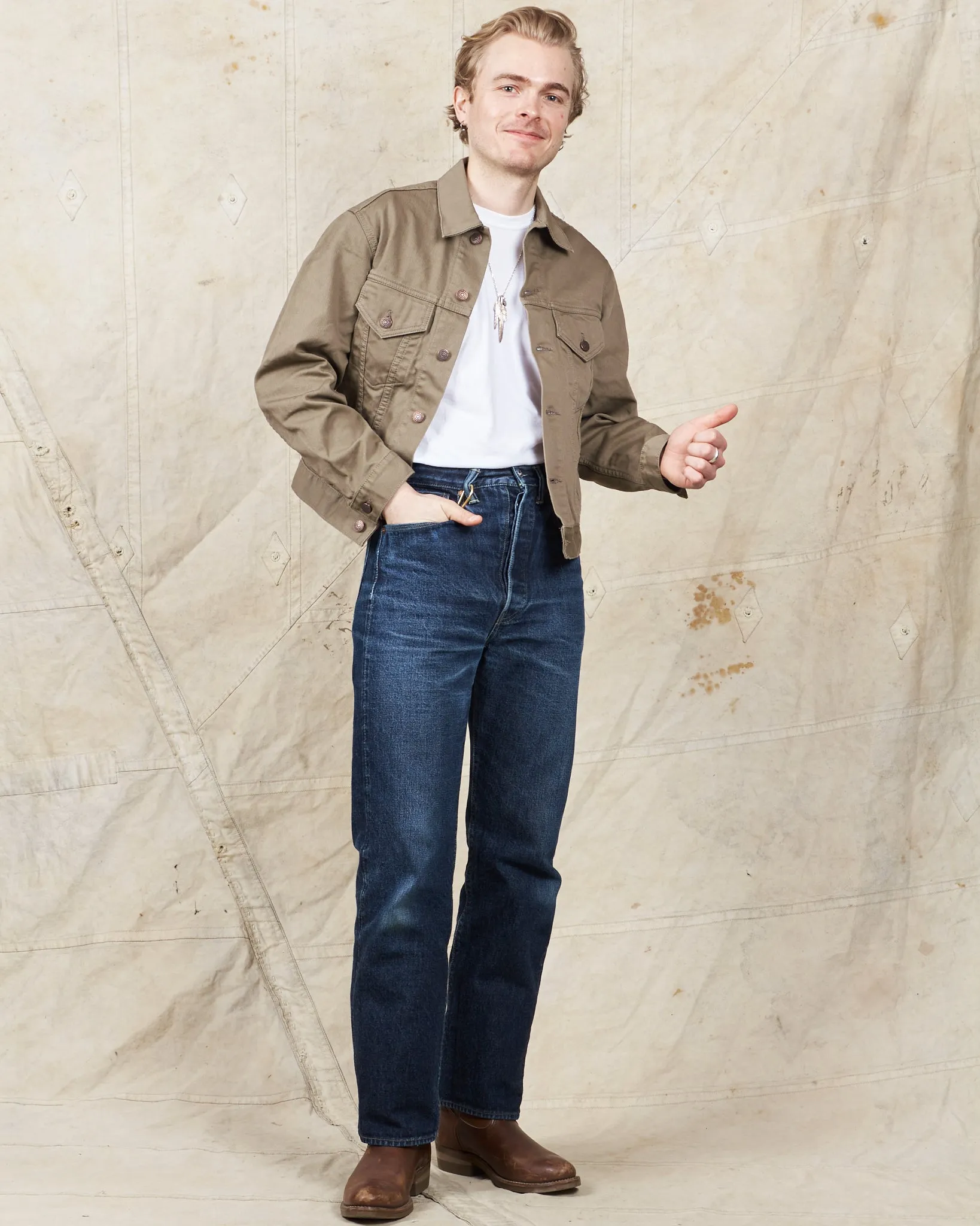 Orslow 60's Cotton Pique Jacket Dusty Olive
