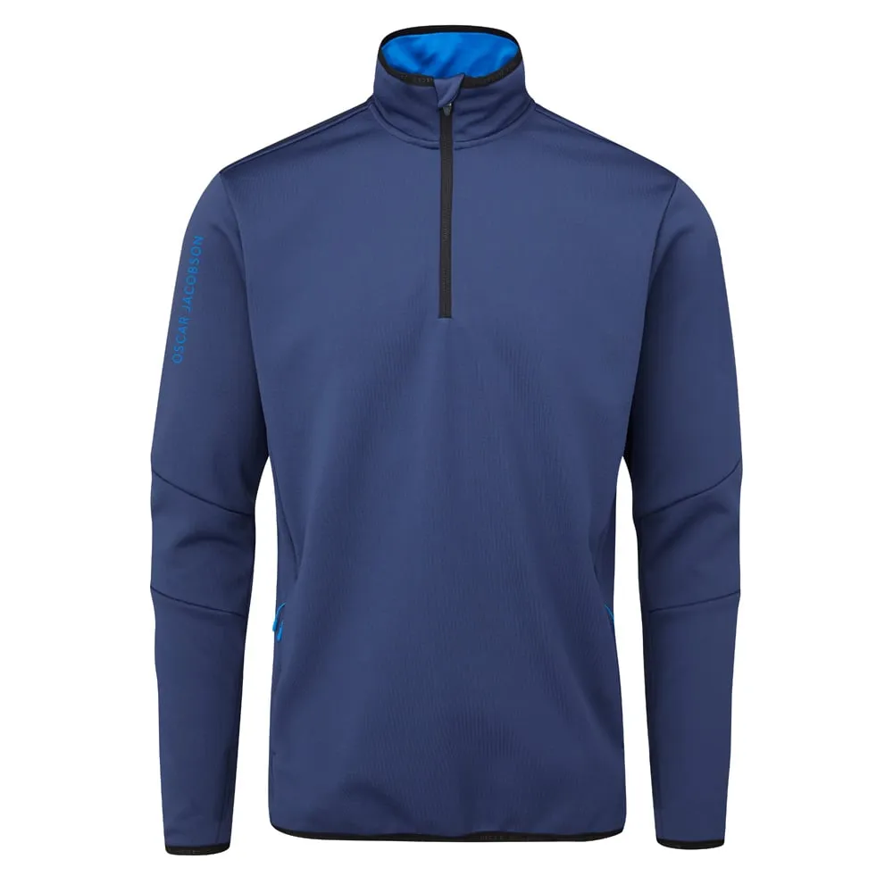 Oscar Jacobson Thorpe 1/2 Zip Fleece Pullover Top - Navy