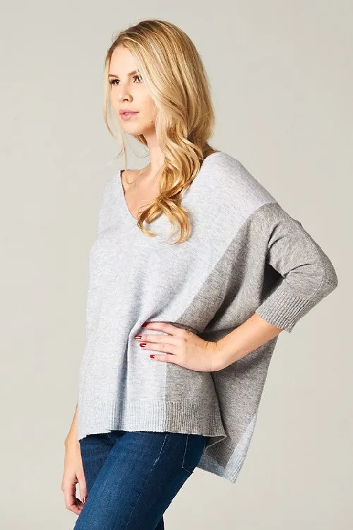 Oversized Colorblock Dolman Sleeve Sweater