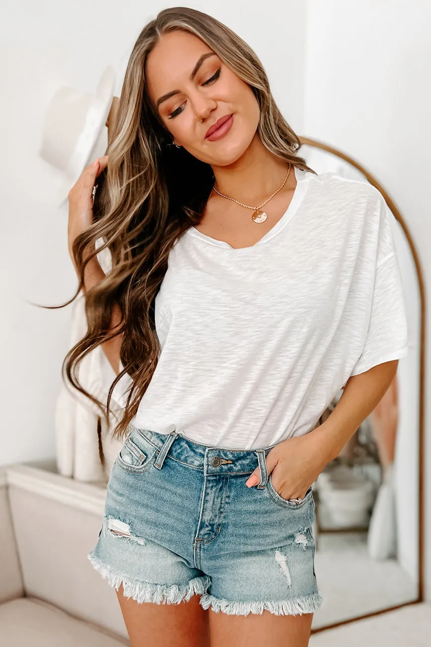 Patiently Waiting Slub Knit T-Shirt Bodysuit (White)