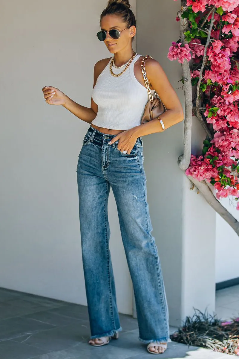 PC904 Frayed Mid-Rise Jeans