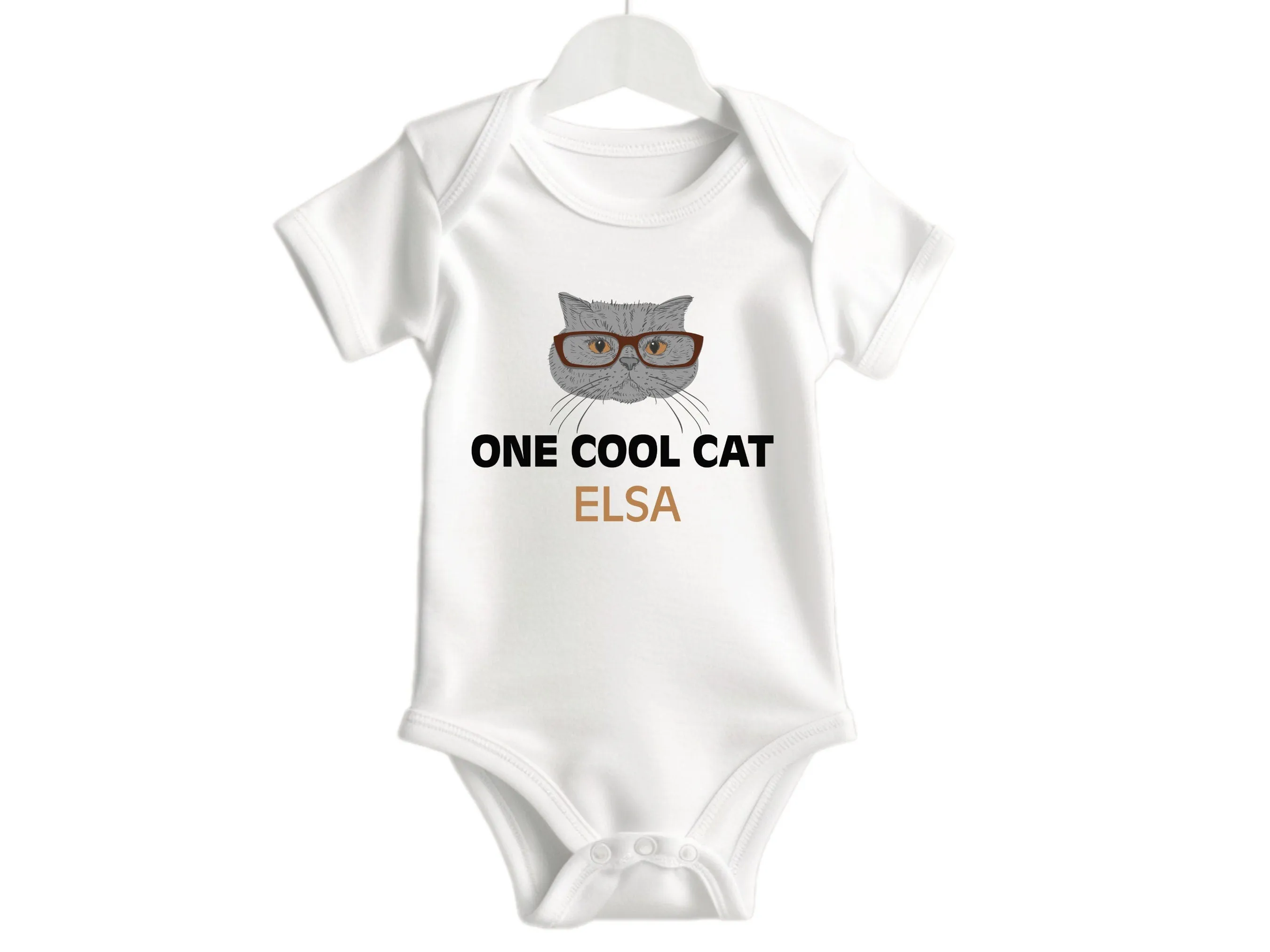 Personalized Name Birthday Boys Bodysuit Gift, One Cool Cat Design