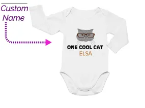 Personalized Name Birthday Boys Bodysuit Gift, One Cool Cat Design