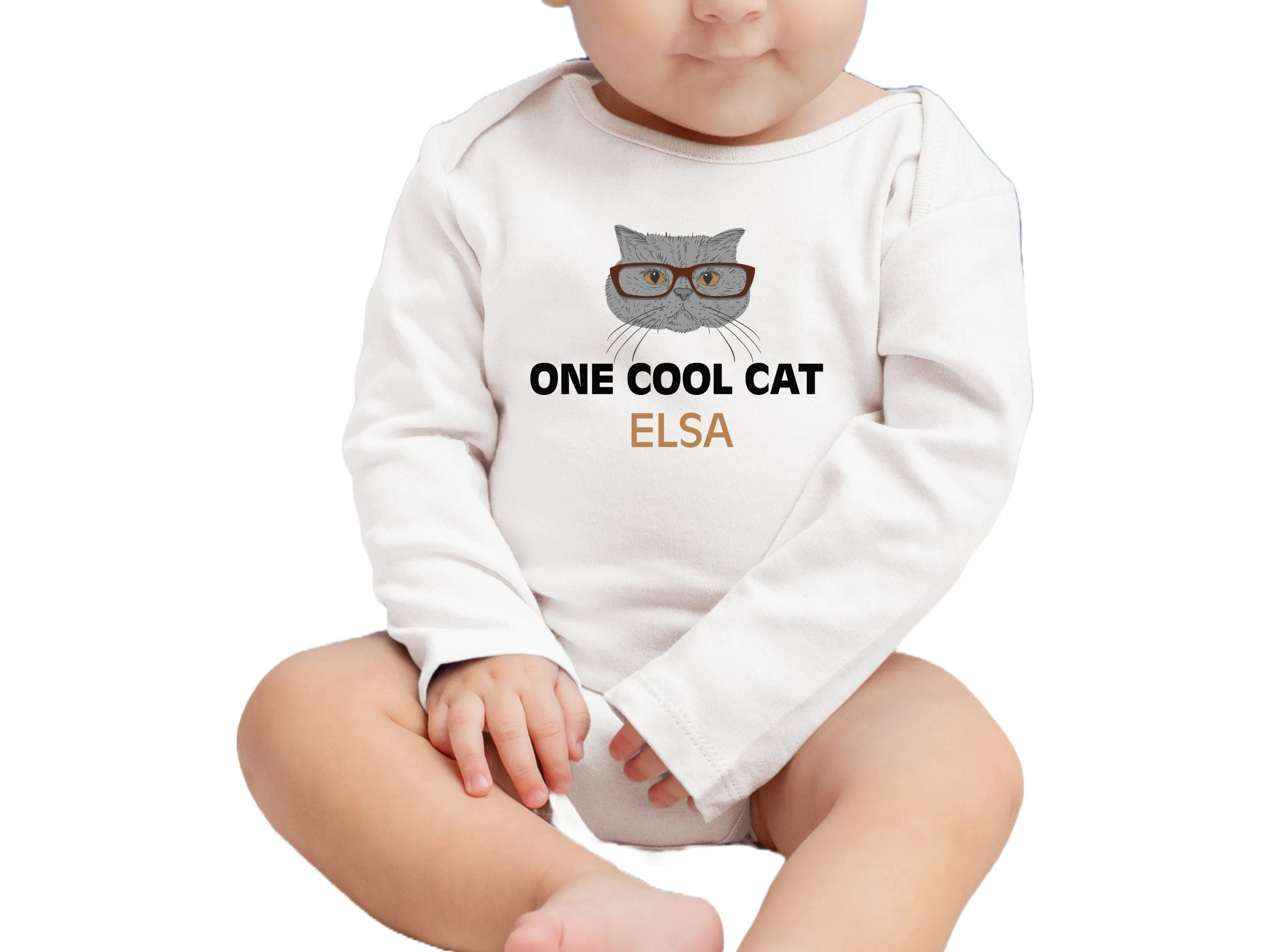 Personalized Name Birthday Boys Bodysuit Gift, One Cool Cat Design