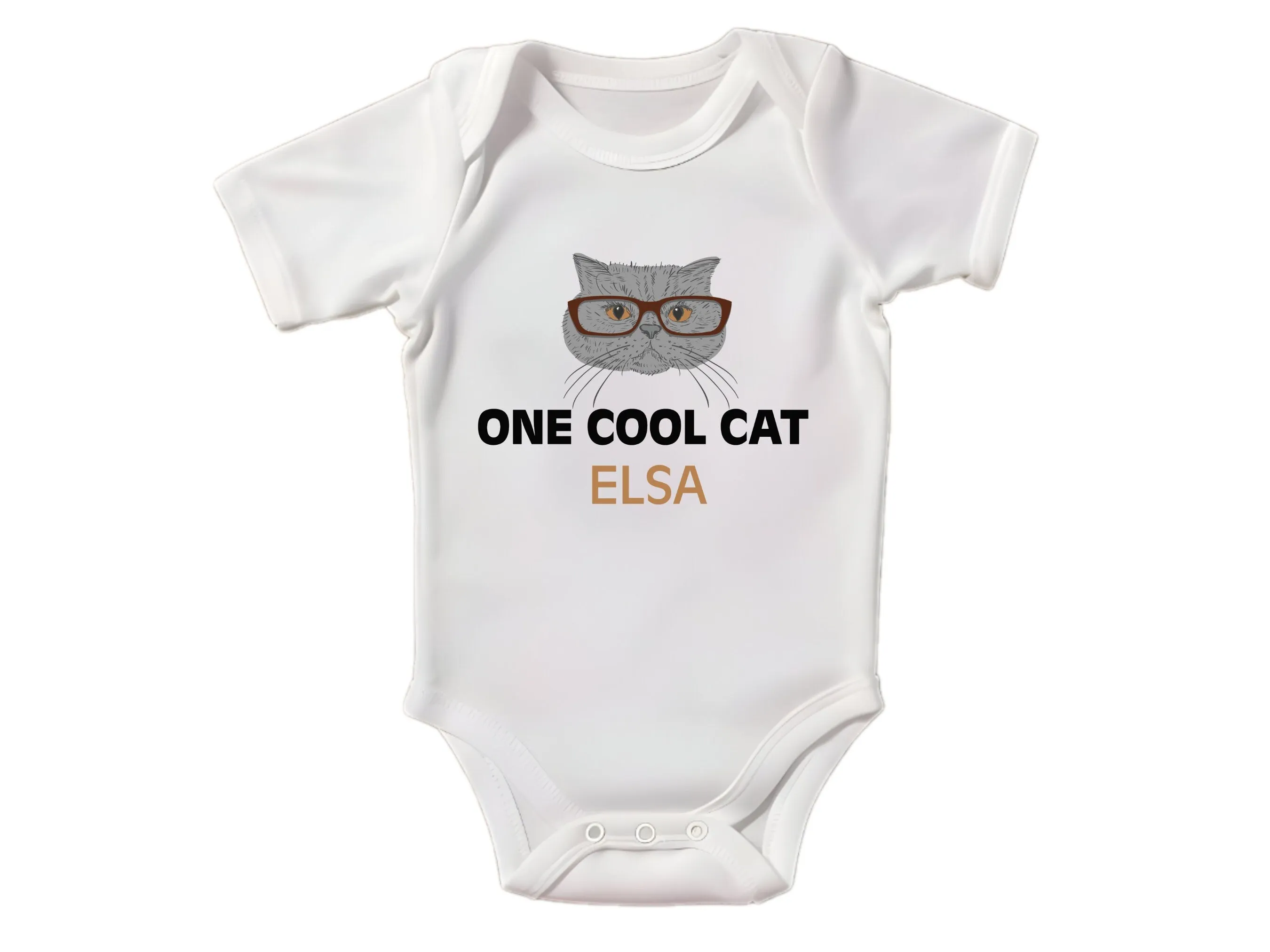 Personalized Name Birthday Boys Bodysuit Gift, One Cool Cat Design