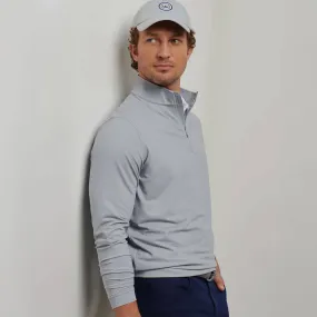 Peter Millar Men's Perth Birdseye Performance 1/4 Zip Pullover Sweater - Gale Grey