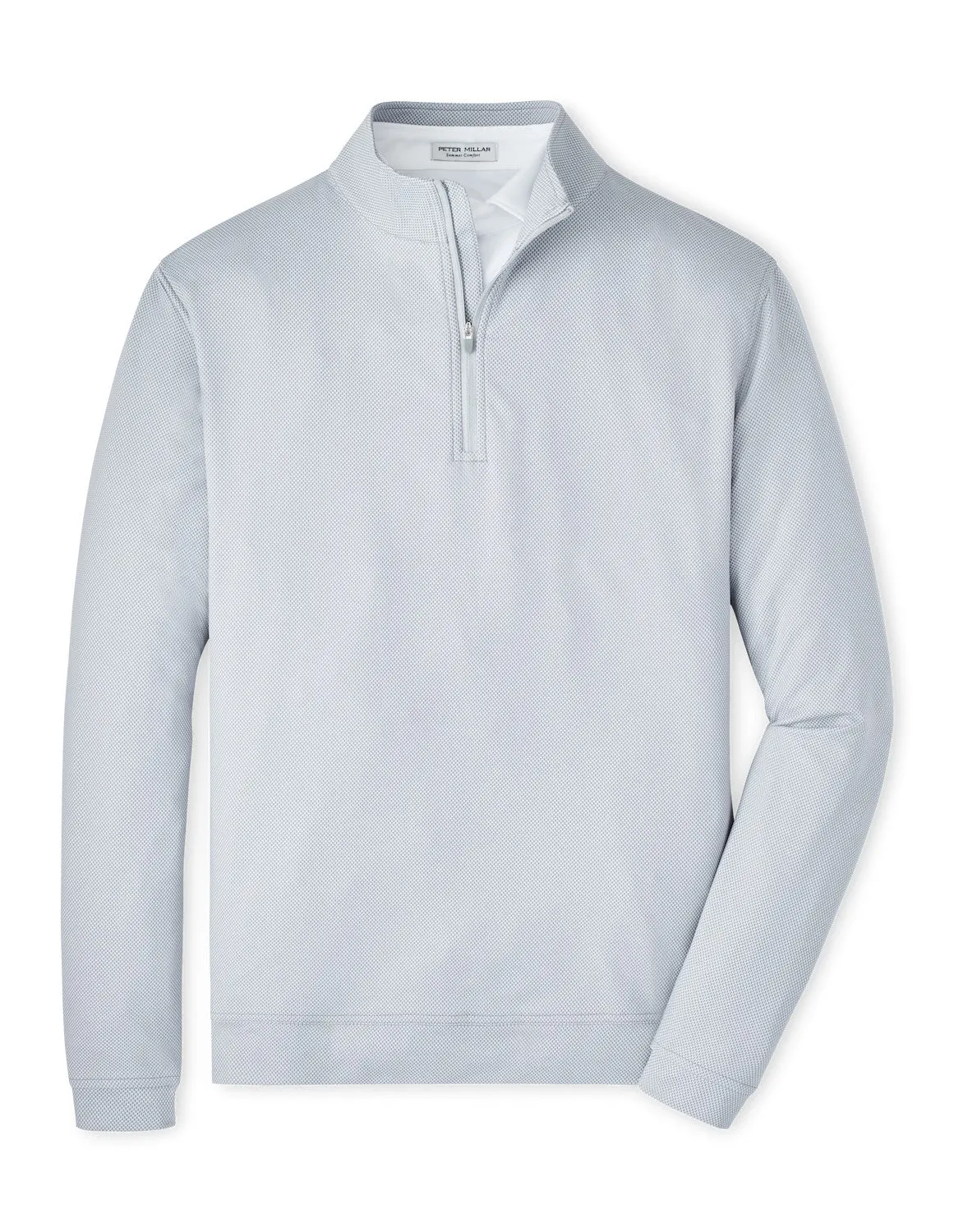 Peter Millar Men's Perth Birdseye Performance 1/4 Zip Pullover Sweater - Gale Grey