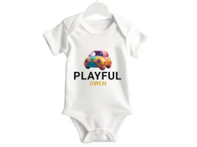 Playful and Fun Personalized Name Short Sleeve Baby Bodysuit Gift for Birthdays