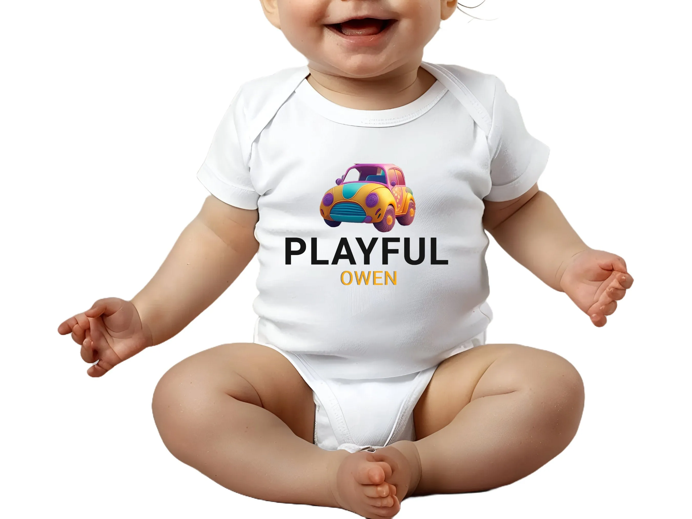 Playful and Fun Personalized Name Short Sleeve Baby Bodysuit Gift for Birthdays