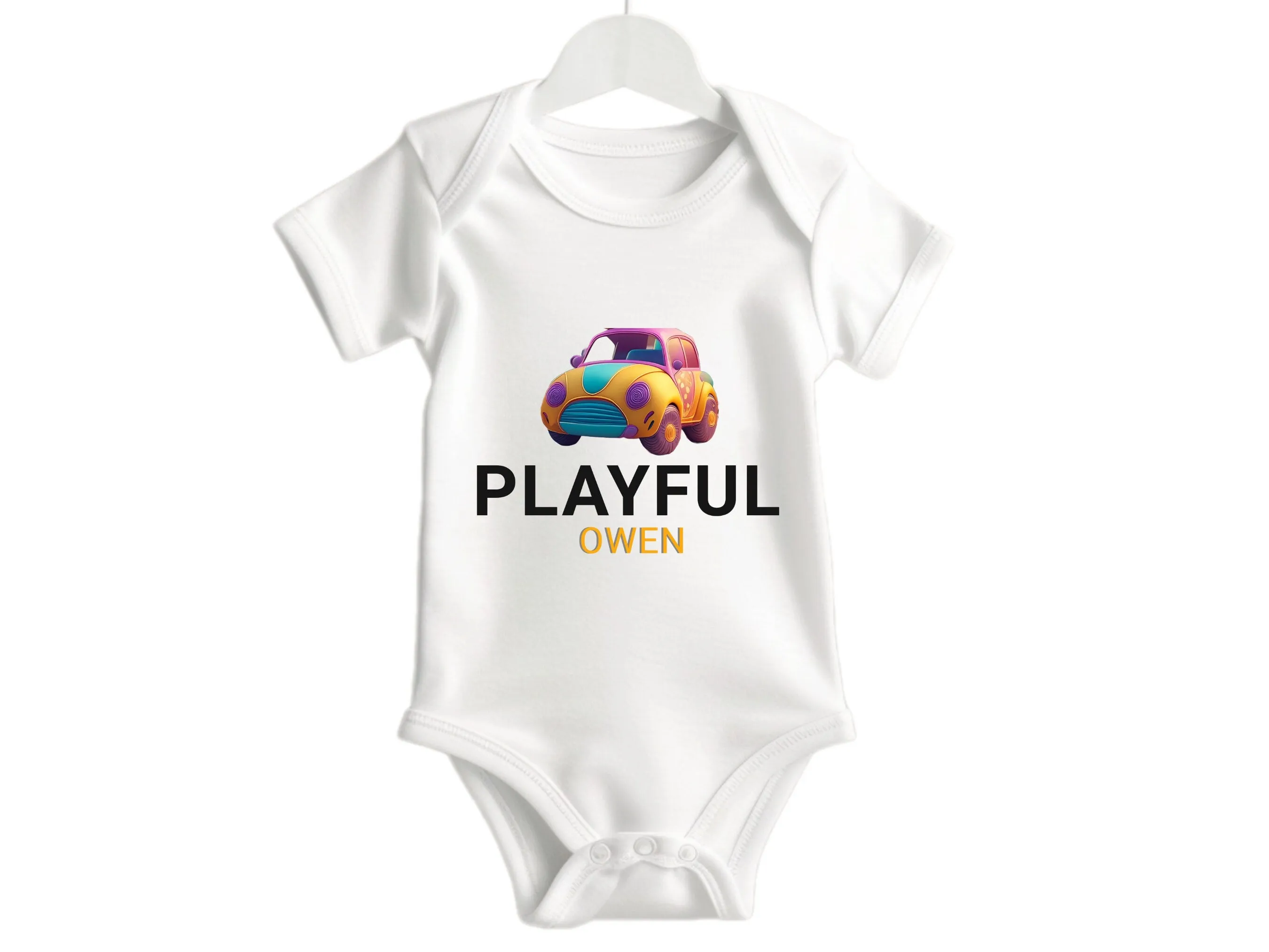 Playful and Fun Personalized Name Short Sleeve Baby Bodysuit Gift for Birthdays