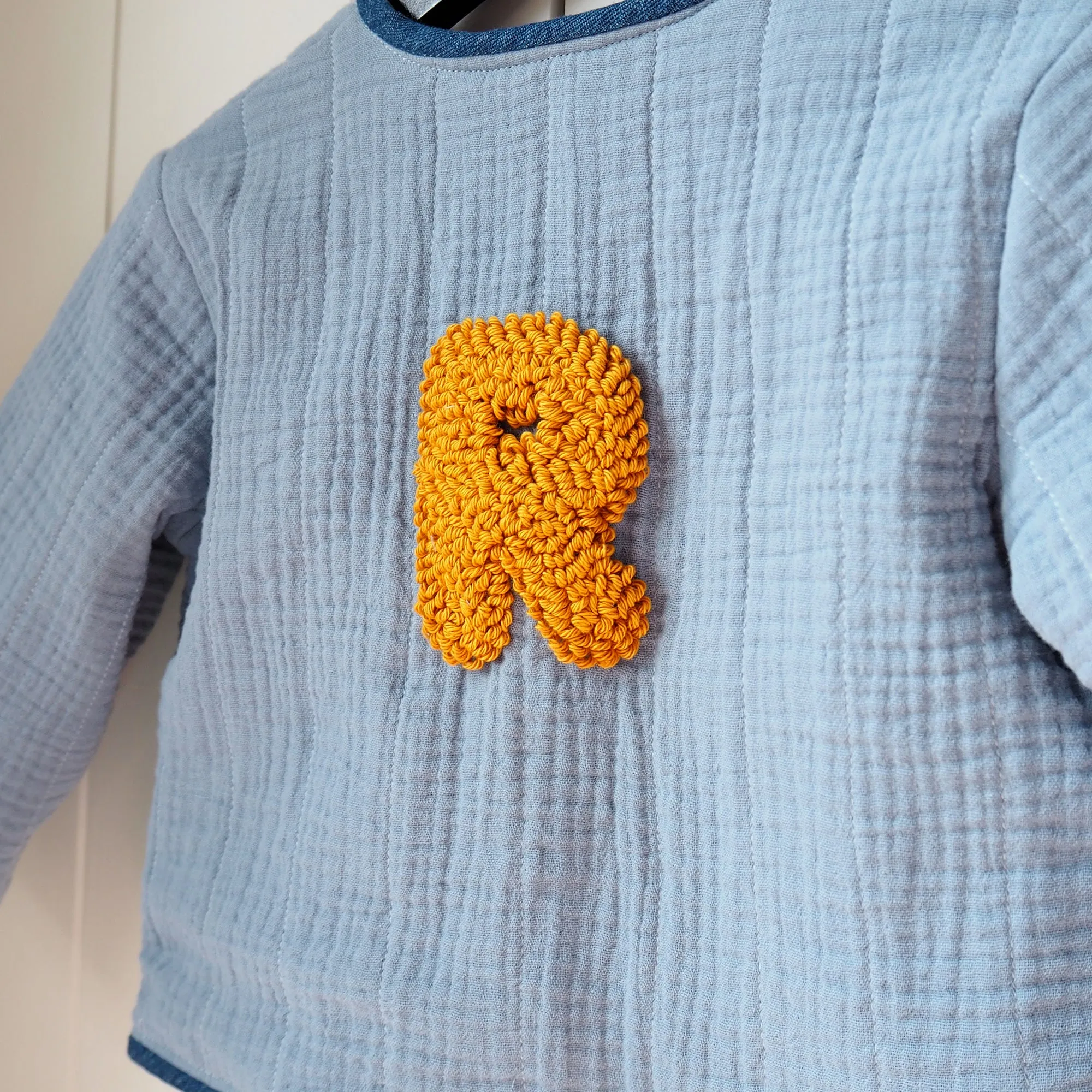 Quilted Baby and Child's Coat With Letter Motif
