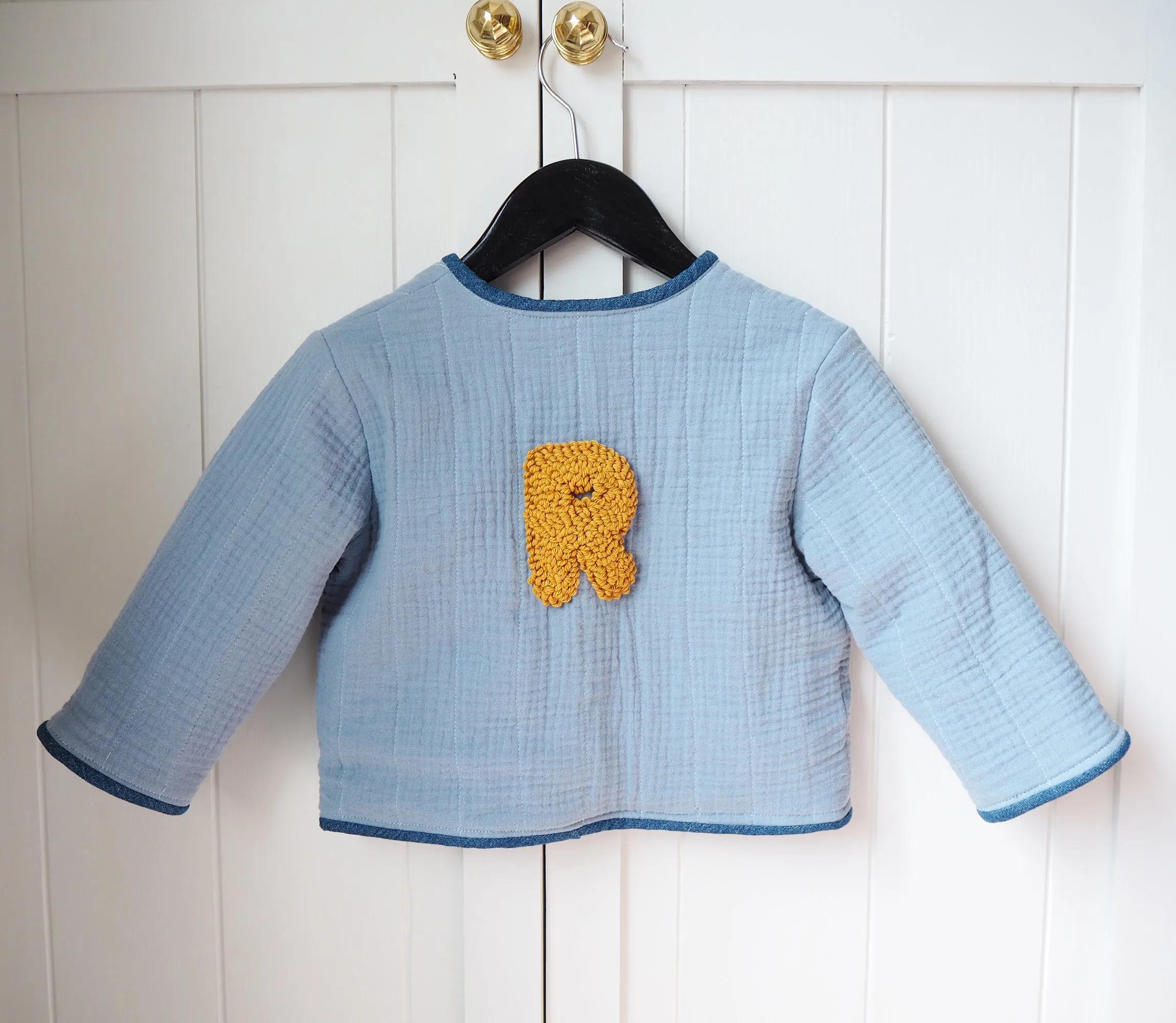 Quilted Baby and Child's Coat With Letter Motif