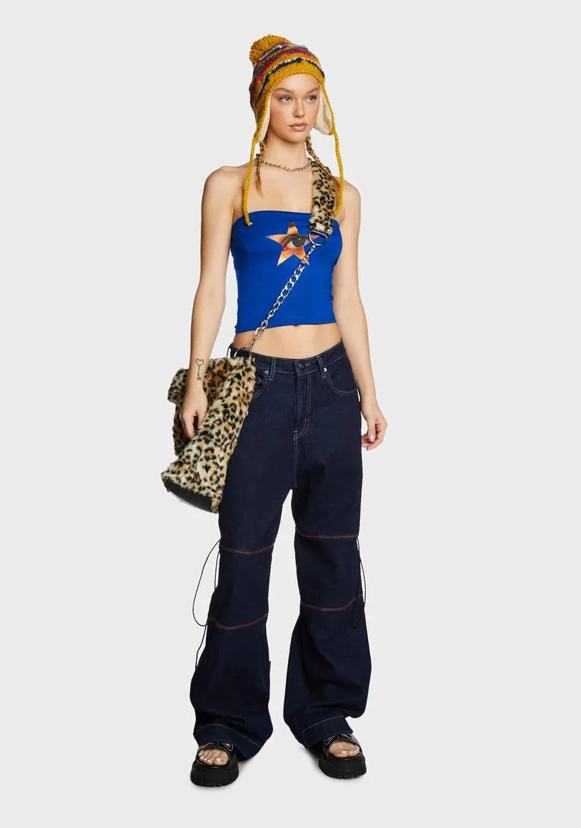 rainbow halterneck top forever21 blue