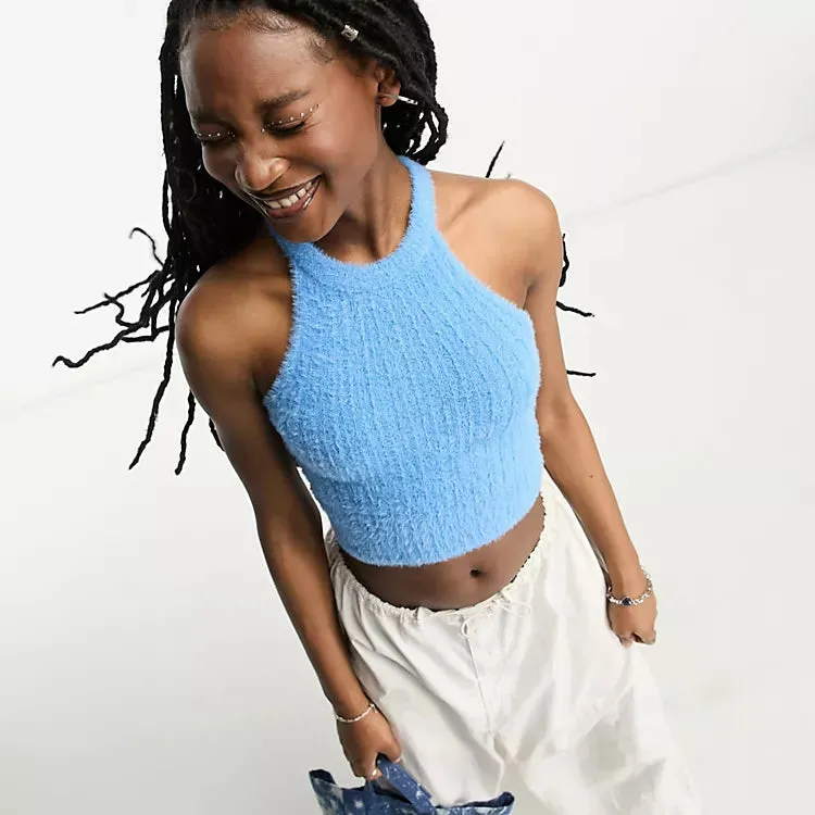 rainbow halterneck top forever21 blue