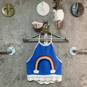rainbow halterneck top forever21 blue