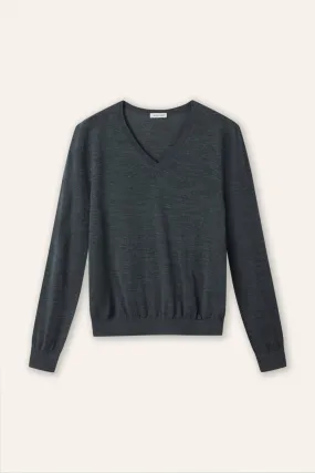 REGAL V neck wool pullover (Grey)