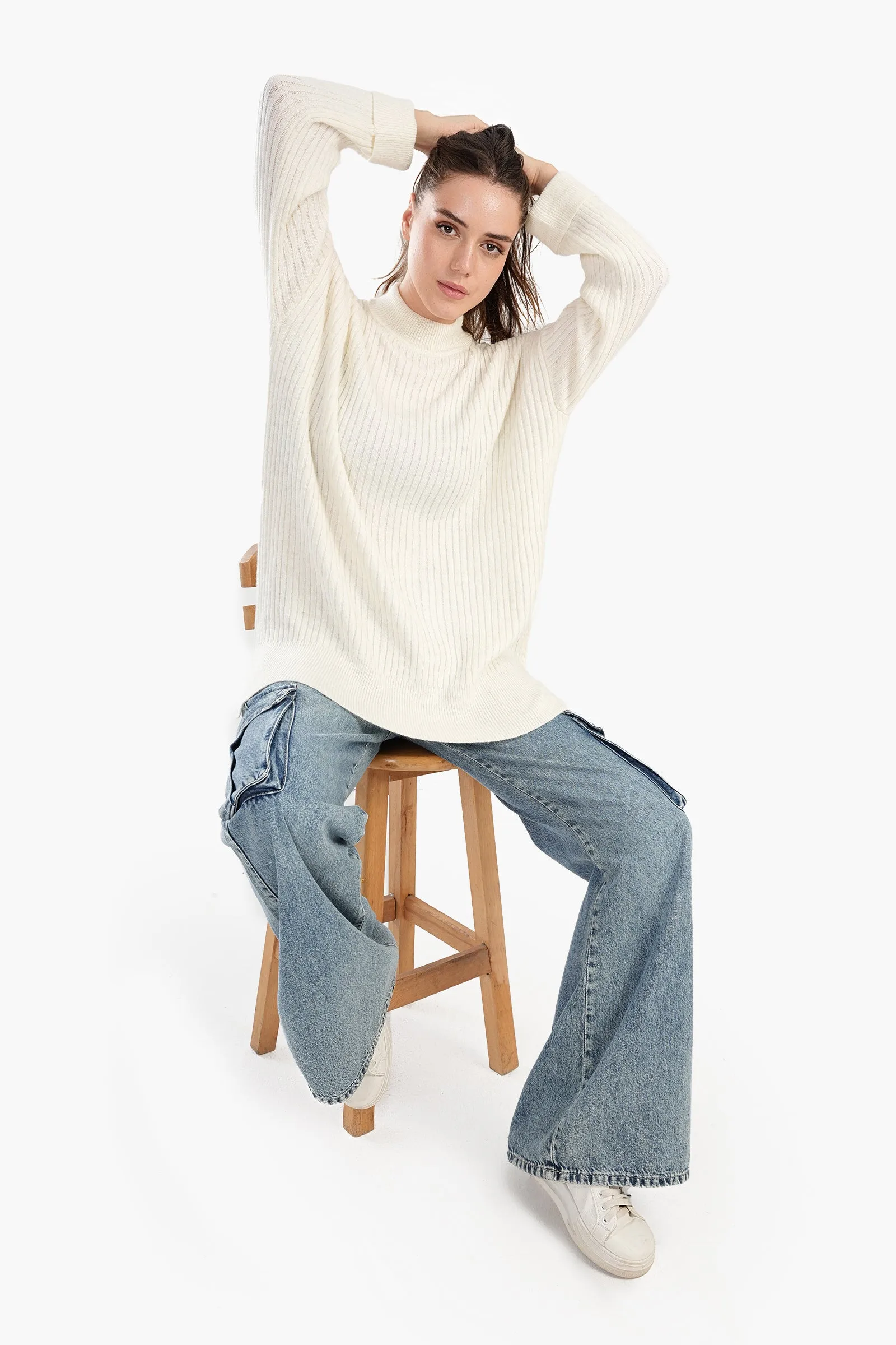 Relaxed Fit Ribbed Pullover