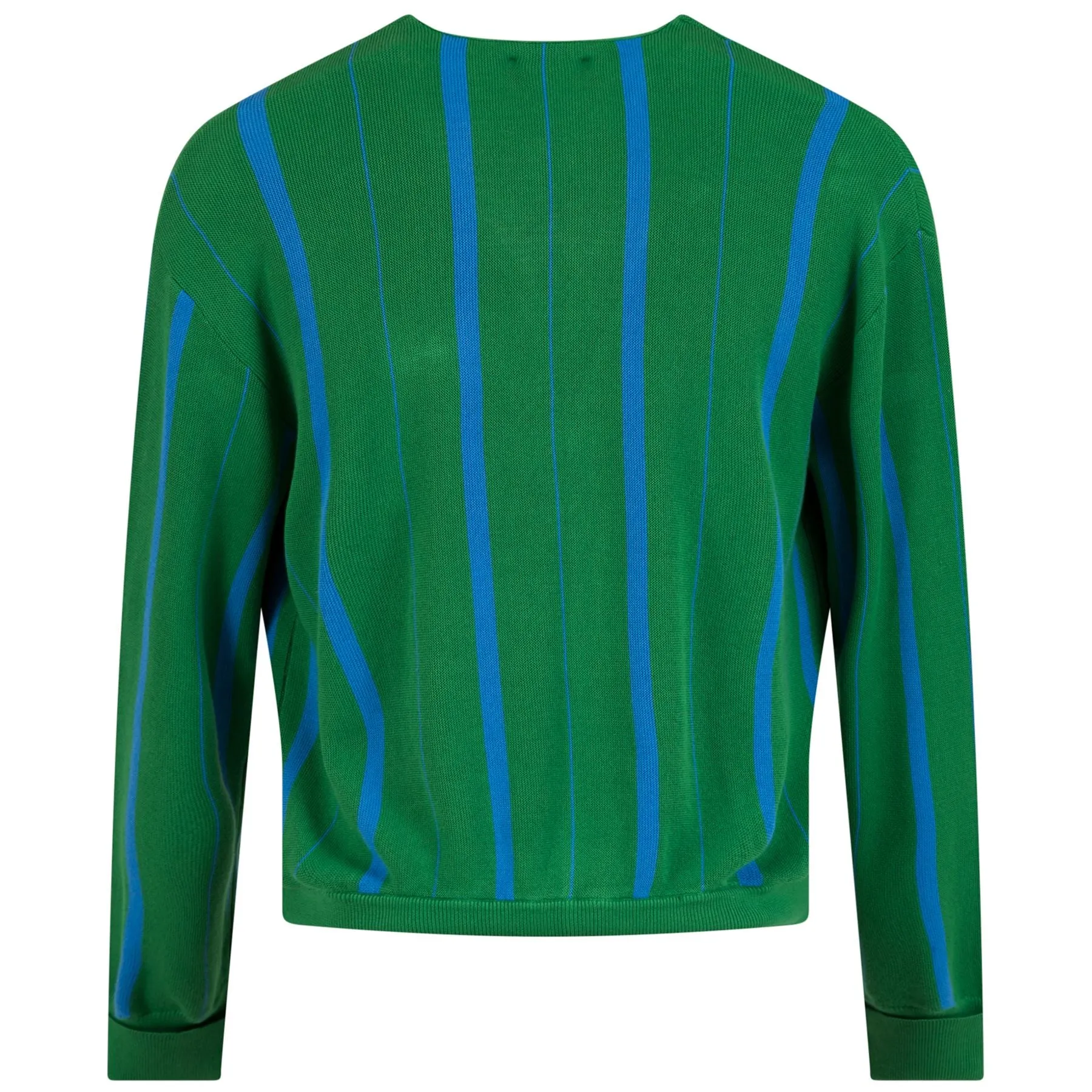 Ribbed Finished V-Neck Striped Cardigan Tarragon/Ethereal - SS23