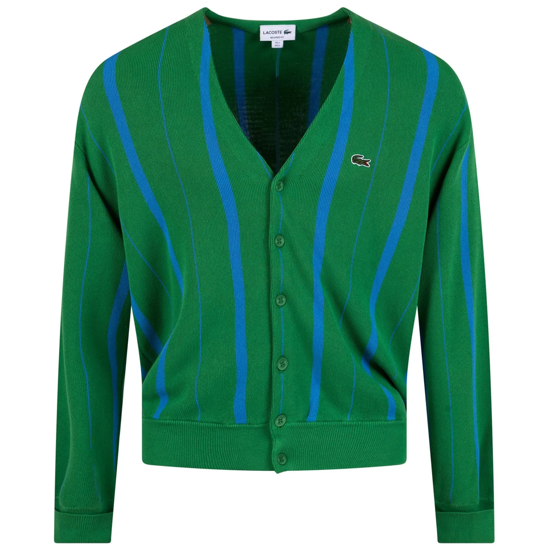 Ribbed Finished V-Neck Striped Cardigan Tarragon/Ethereal - SS23