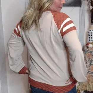 Roxy Checker Jacquard Game Day Stripe Raglan Top. Also Plus size