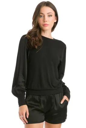 Satin Balloon Sleeve Pullover
