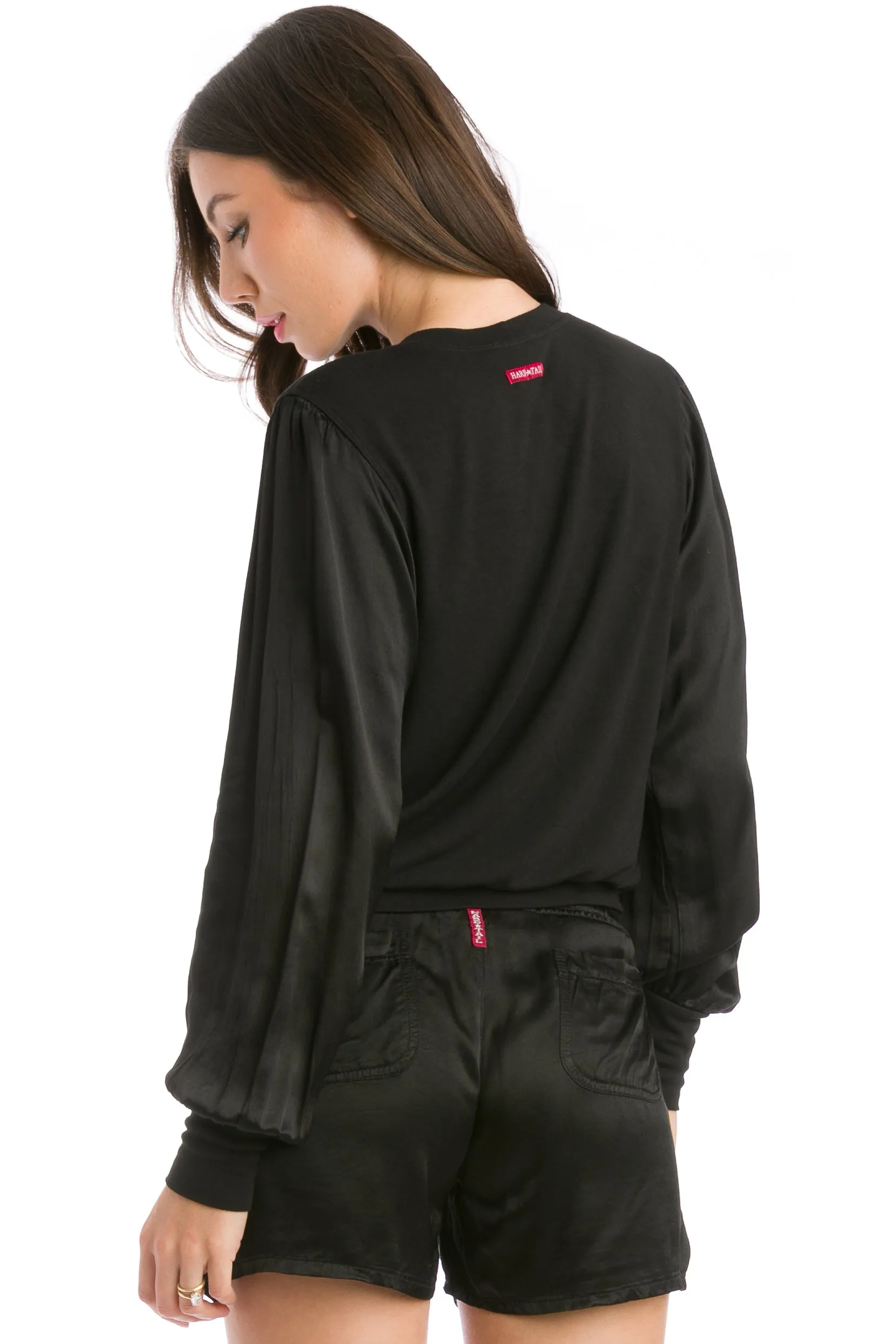 Satin Balloon Sleeve Pullover