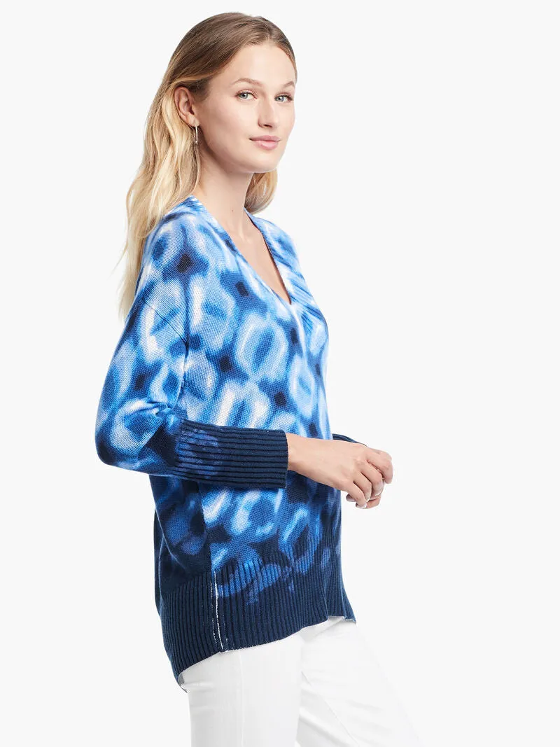 Shibori Sweater in Blue Multi