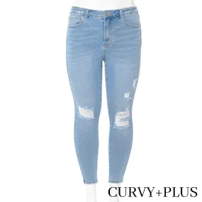 SKINNY STRETCH DENIM TROUSERS WITH DESTRUCTION 90251XL