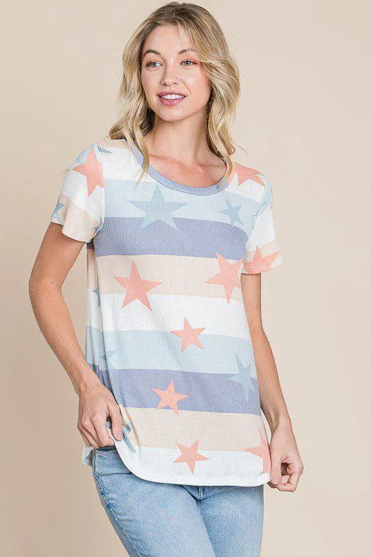 Star Print Knit Top