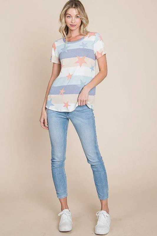 Star Print Knit Top