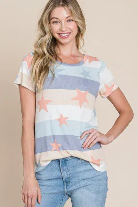 Star Print Knit Top