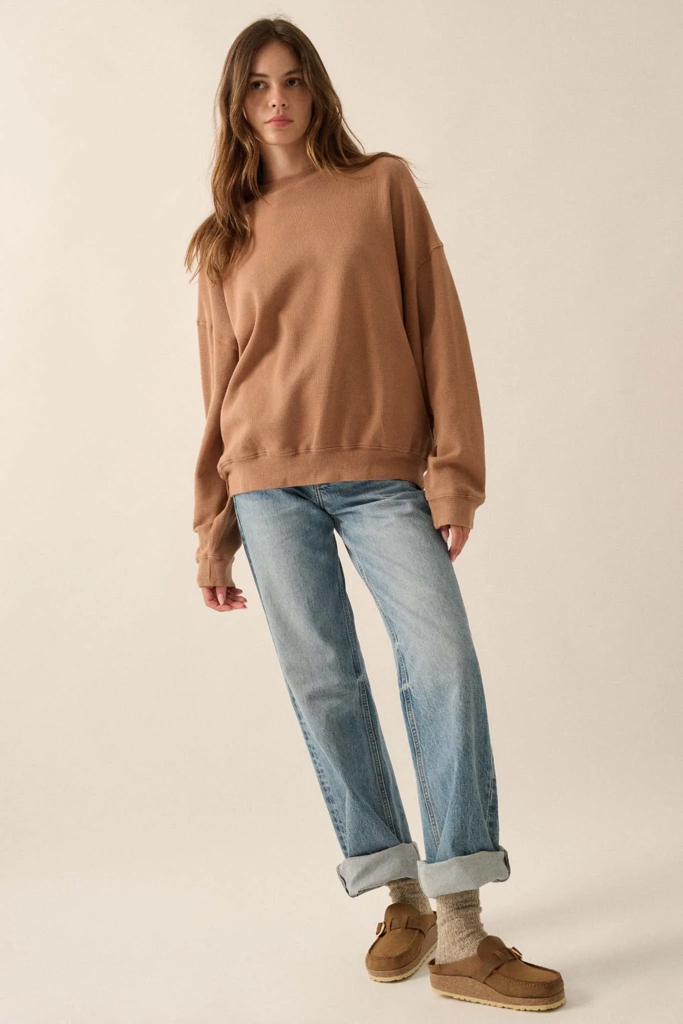 Stay Toasty Garment Dyed Thermal Pullover Top