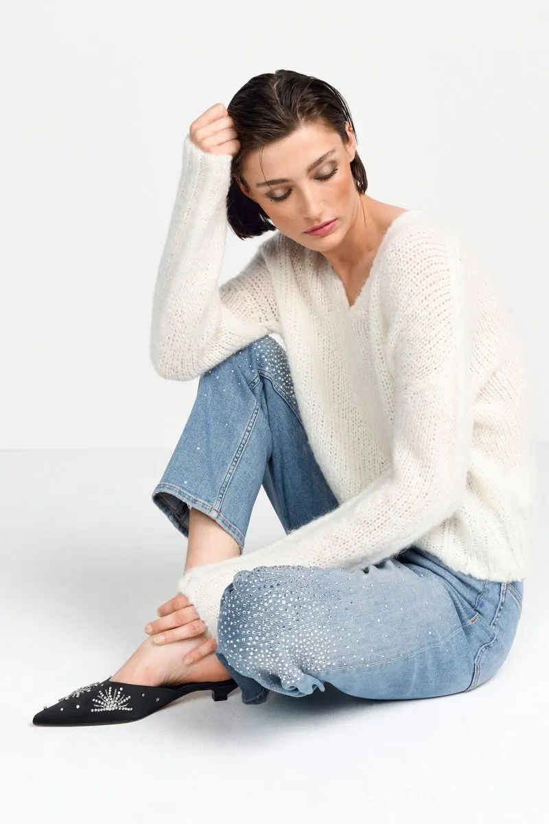Strickpullover mit V-Ausschnitt
