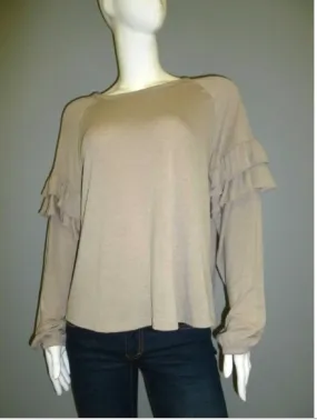 Taupe Long Ruffle Sleeve Top