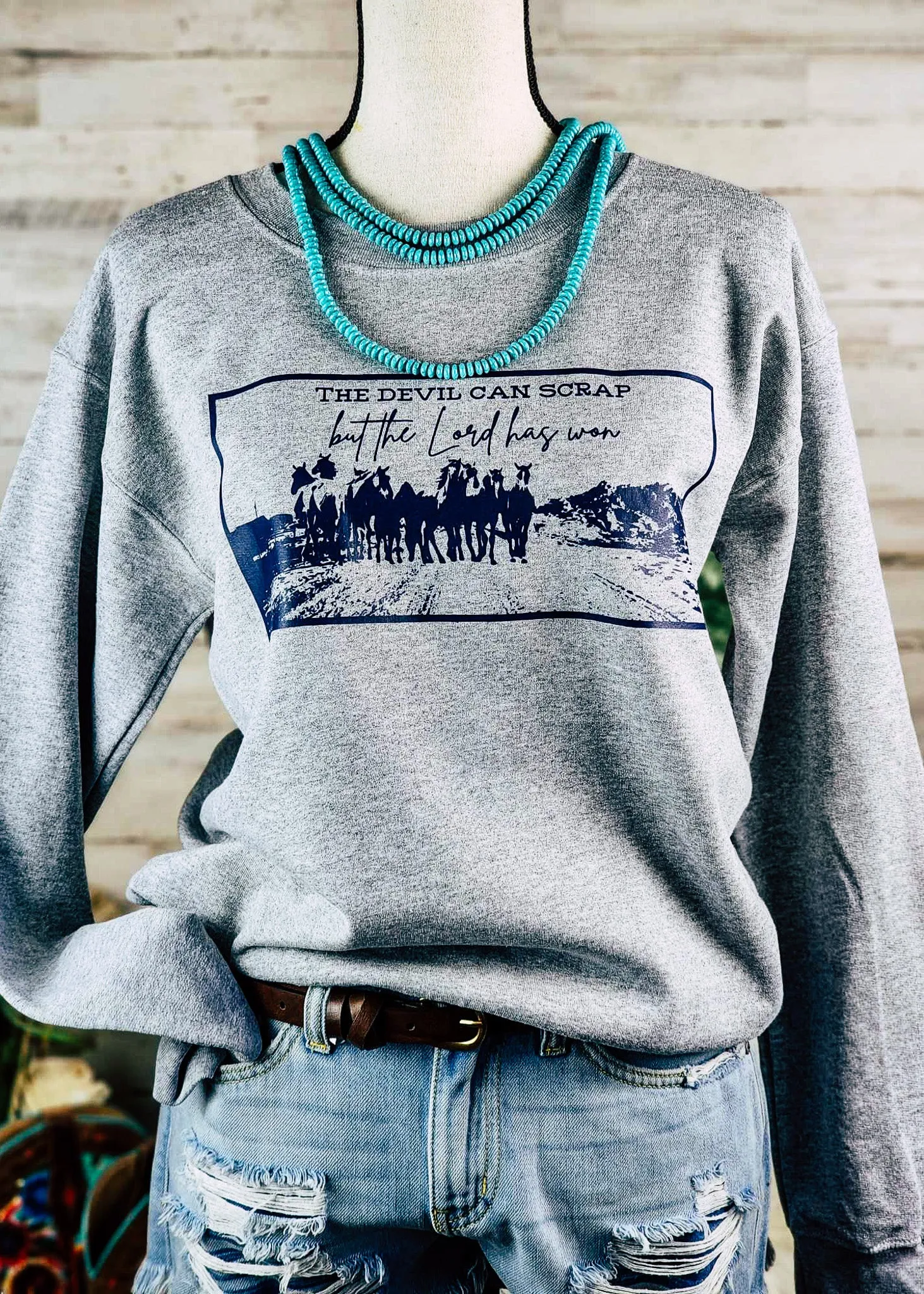 The Devil Can Scrap Gray Pullover Sweatshirt