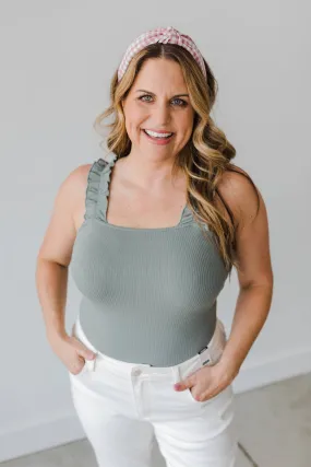 The Ellie Sleeveless Ruffled Strap Bodysuit
