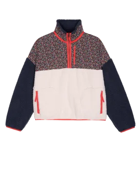 The Plush Colorblock Terrain Half-Zip. -- Mountain View Floral and Chalk