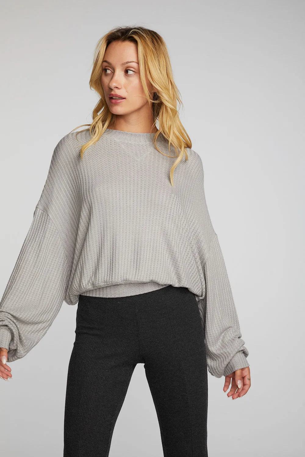 Thermal Waffle Long Sleeve Pullover