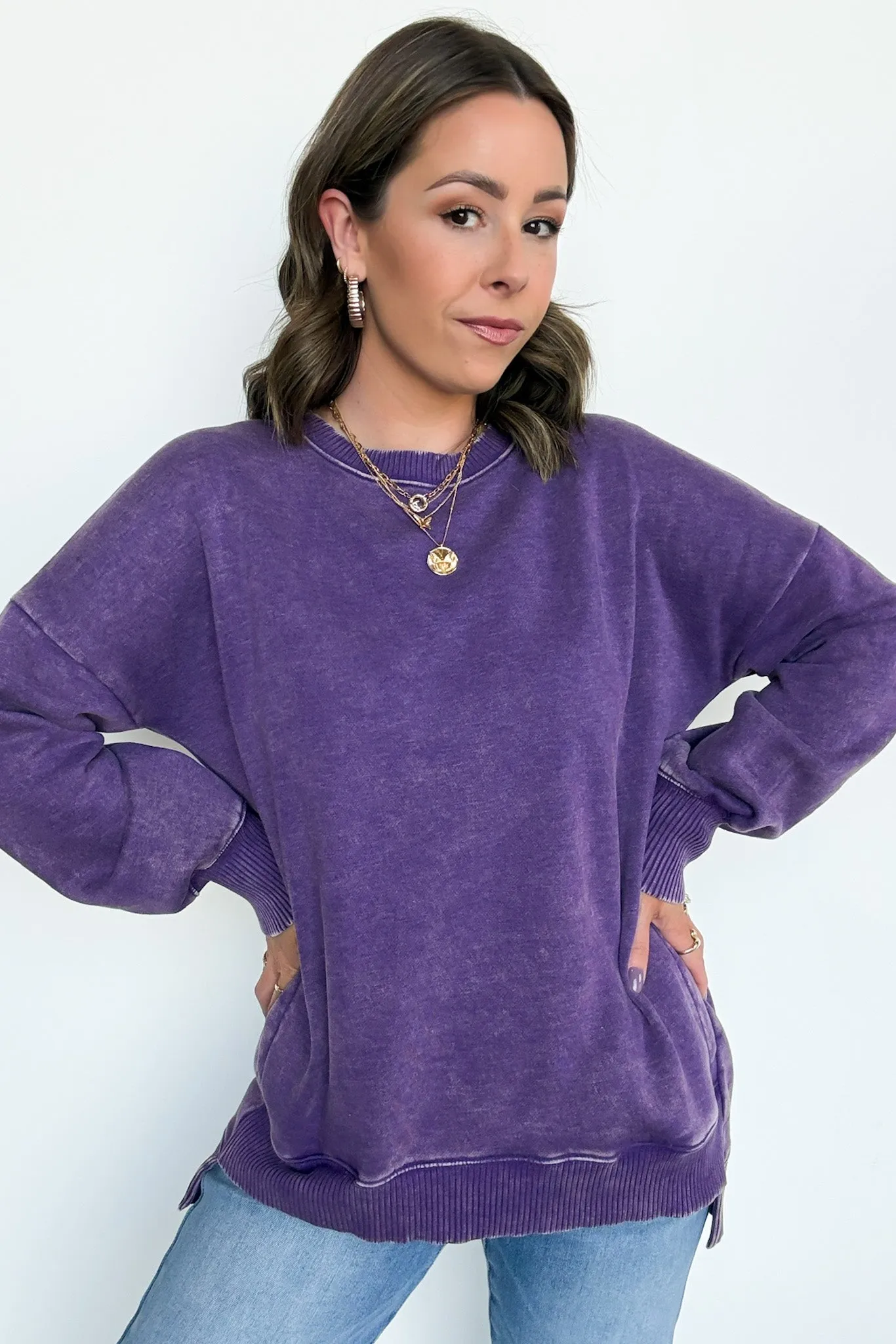 Timeless Energy Acid Wash High Low Pullover - FINAL SALE