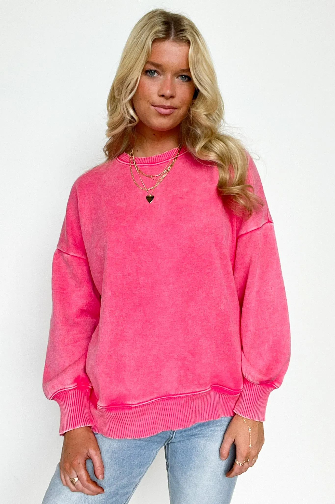 Timeless Energy Acid Wash High Low Pullover - FINAL SALE