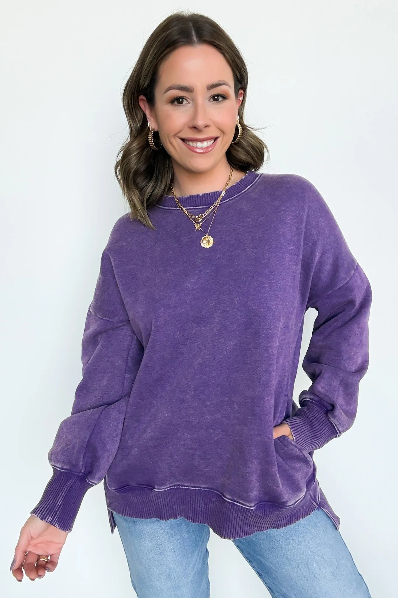 Timeless Energy Acid Wash High Low Pullover - FINAL SALE