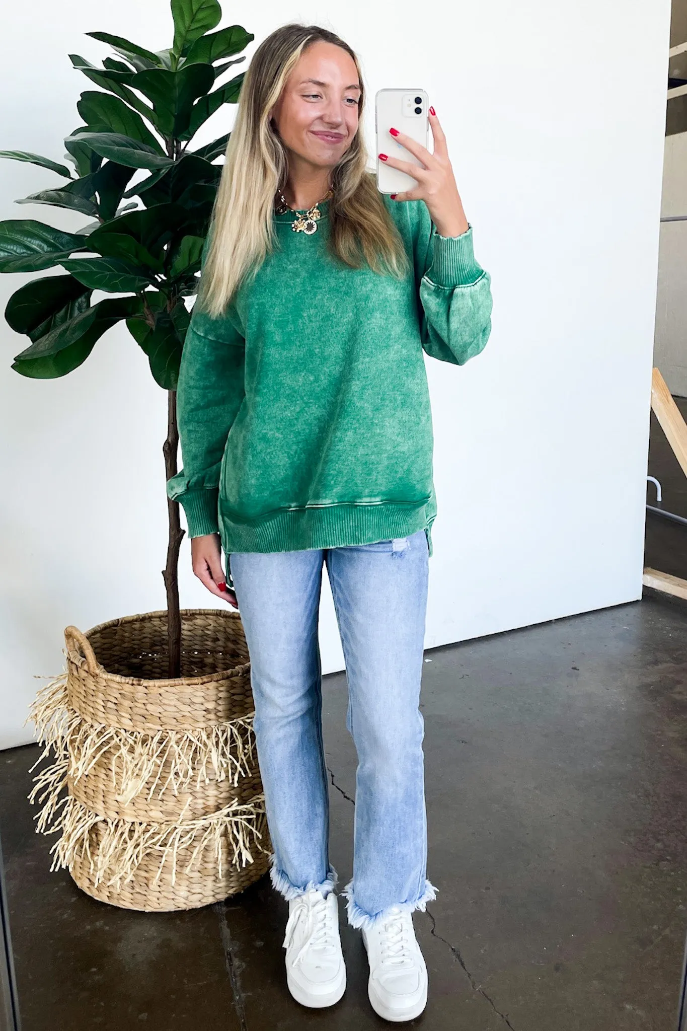 Timeless Energy Acid Wash High Low Pullover - FINAL SALE