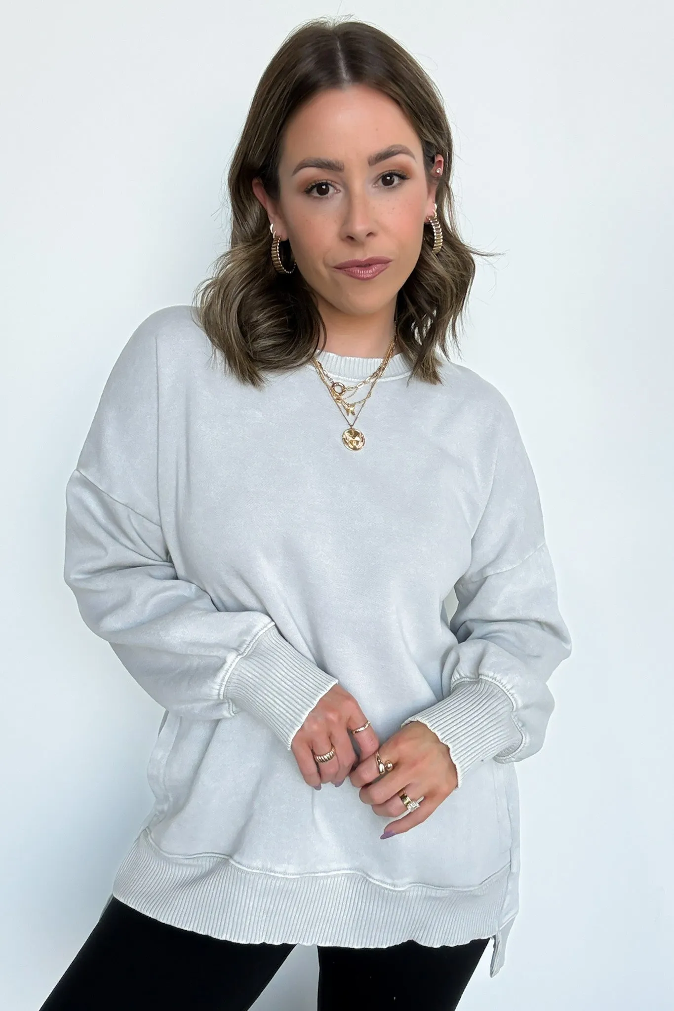 Timeless Energy Acid Wash High Low Pullover - FINAL SALE