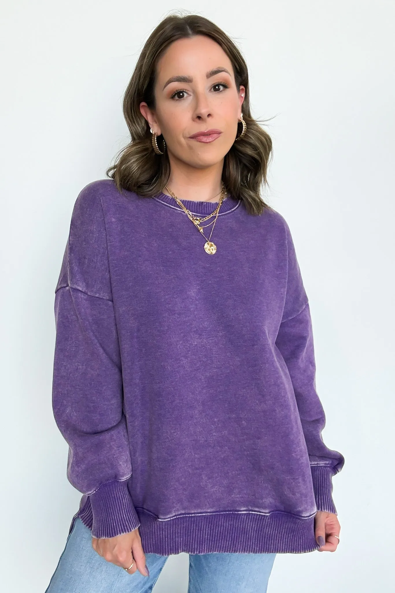 Timeless Energy Acid Wash High Low Pullover - FINAL SALE