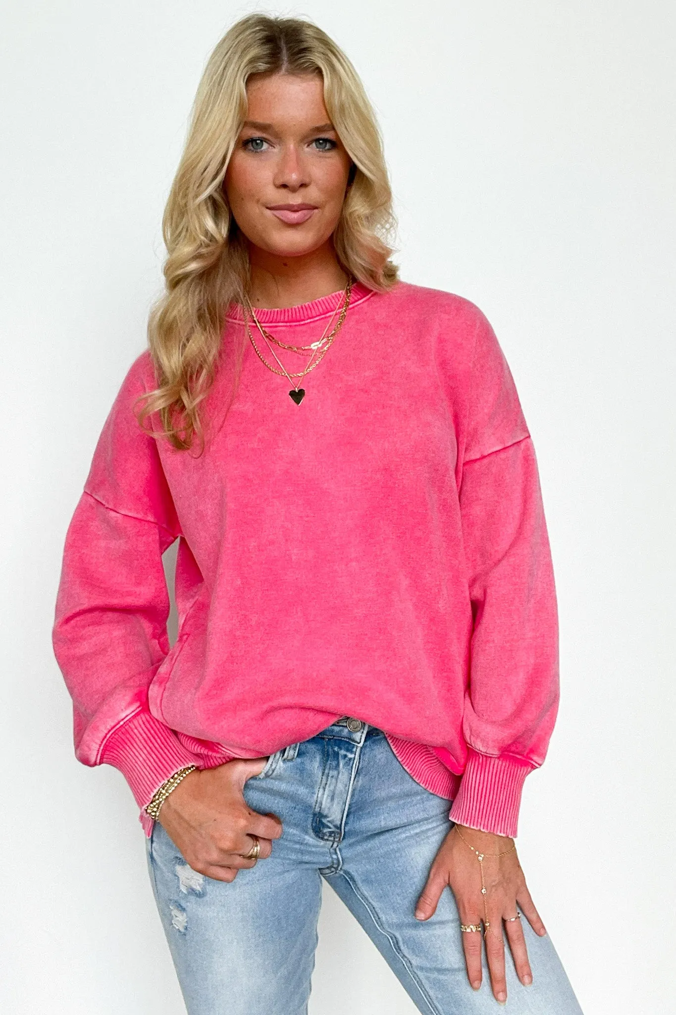Timeless Energy Acid Wash High Low Pullover - FINAL SALE