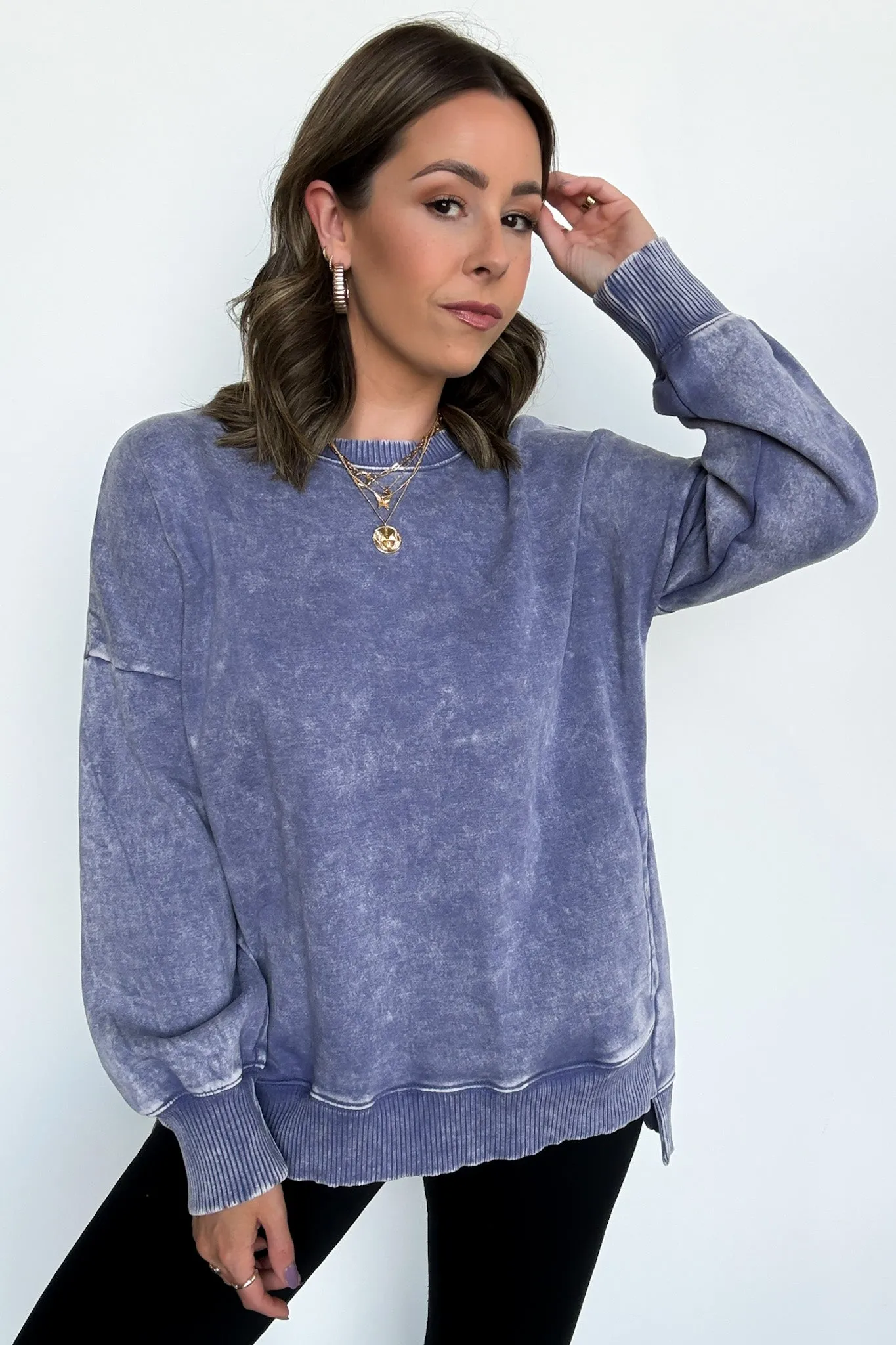 Timeless Energy Acid Wash High Low Pullover - FINAL SALE
