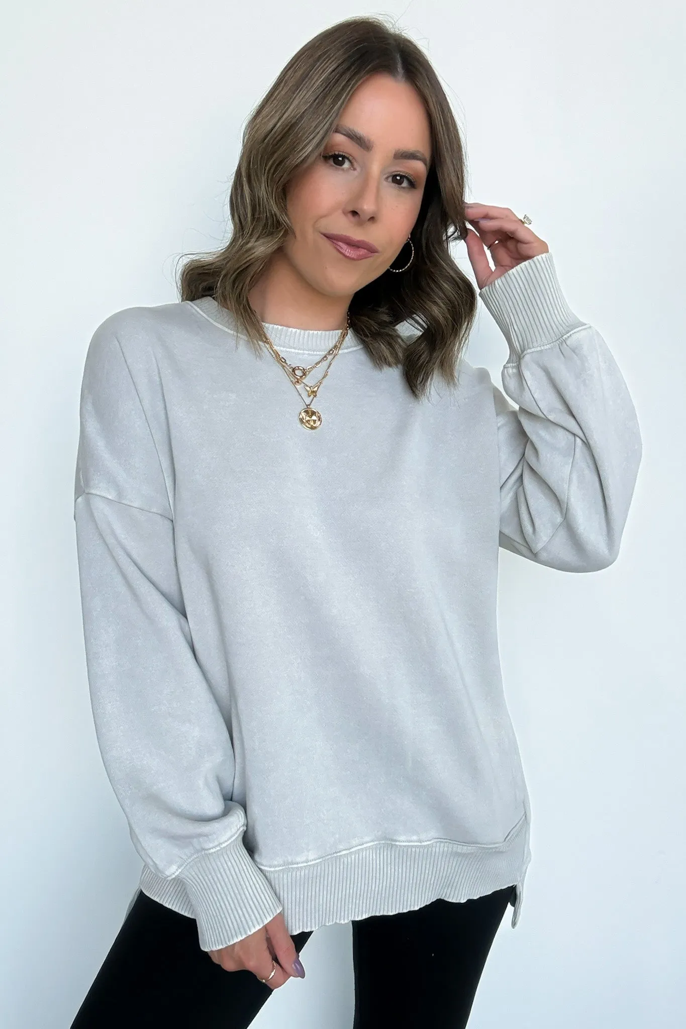 Timeless Energy Acid Wash High Low Pullover - FINAL SALE