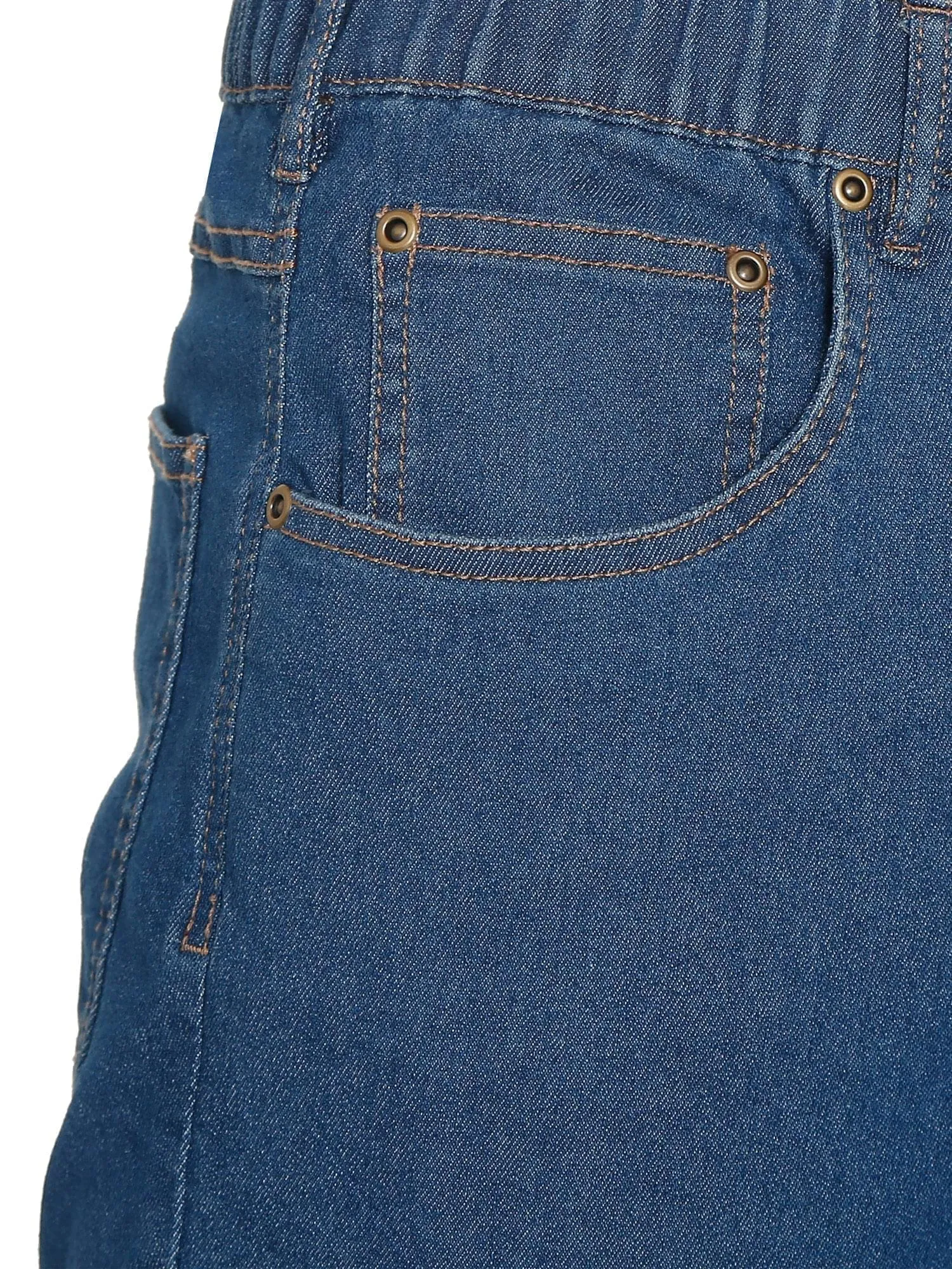 Turtle Bay New York Men's Casual Elastic Waist Denim & Twill Pull on Jeans Pants